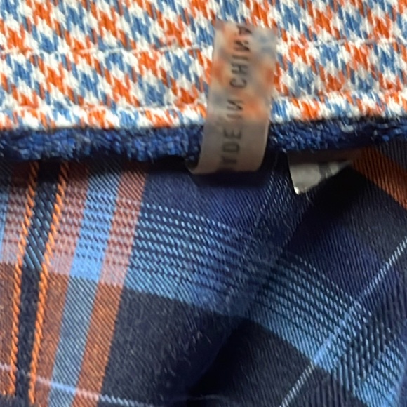 Bugatchi blue/orange plaid button-down shirt with contrasting cuffs - Picture 5 of 10